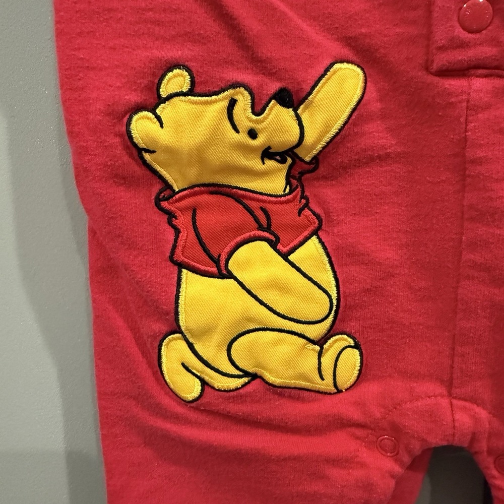 VTG 90s Y2K Disney Winnie the Pooh Romper Red Pooh Airplane Baby 18M Rare HTF - Picture 2 of 16